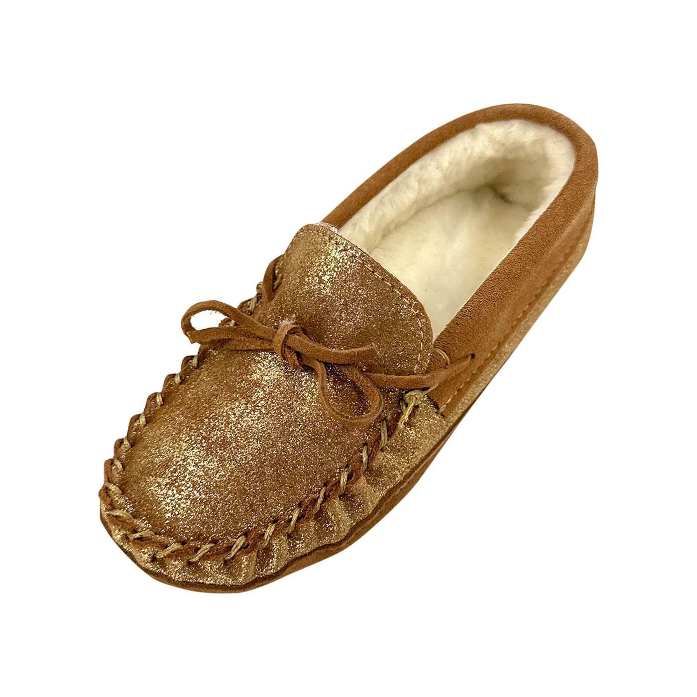 Women's Lined Shimmering Moccasin Slippers (Clearance)